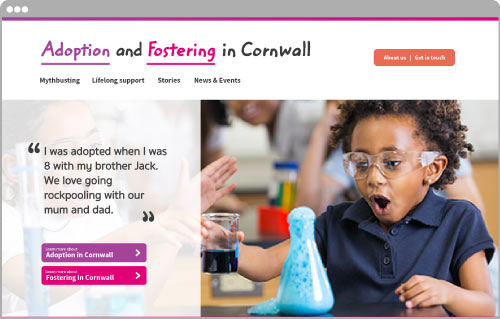 Adoption & fostering in Cornwall website design and build