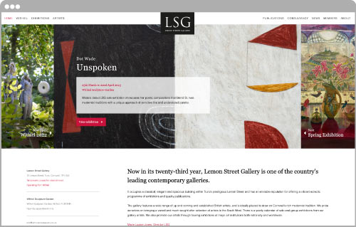 Lemon Street Gallery website design and build